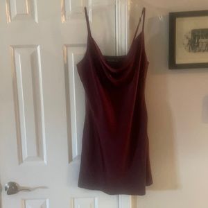 Red silky mini dress